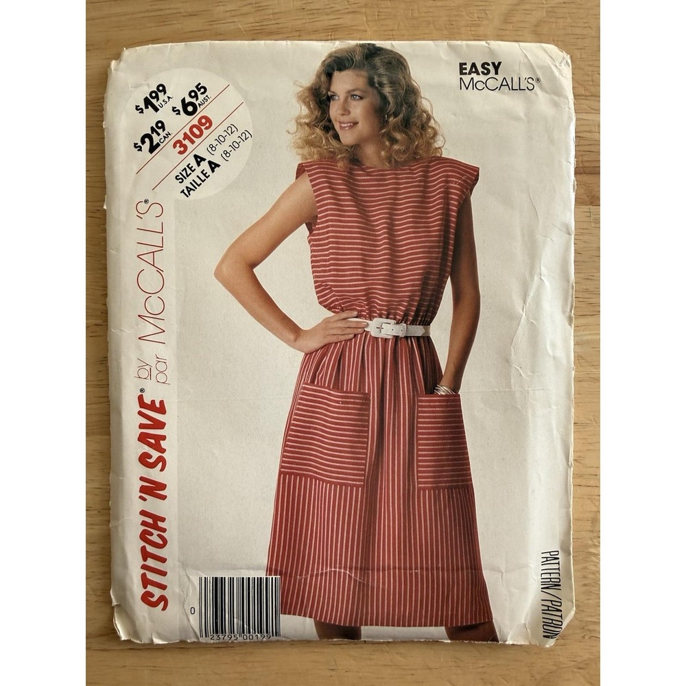 McCall's Easy stitch 'n save Pattern 3109 Misses' Pullover Sleeveless Dress 8-12